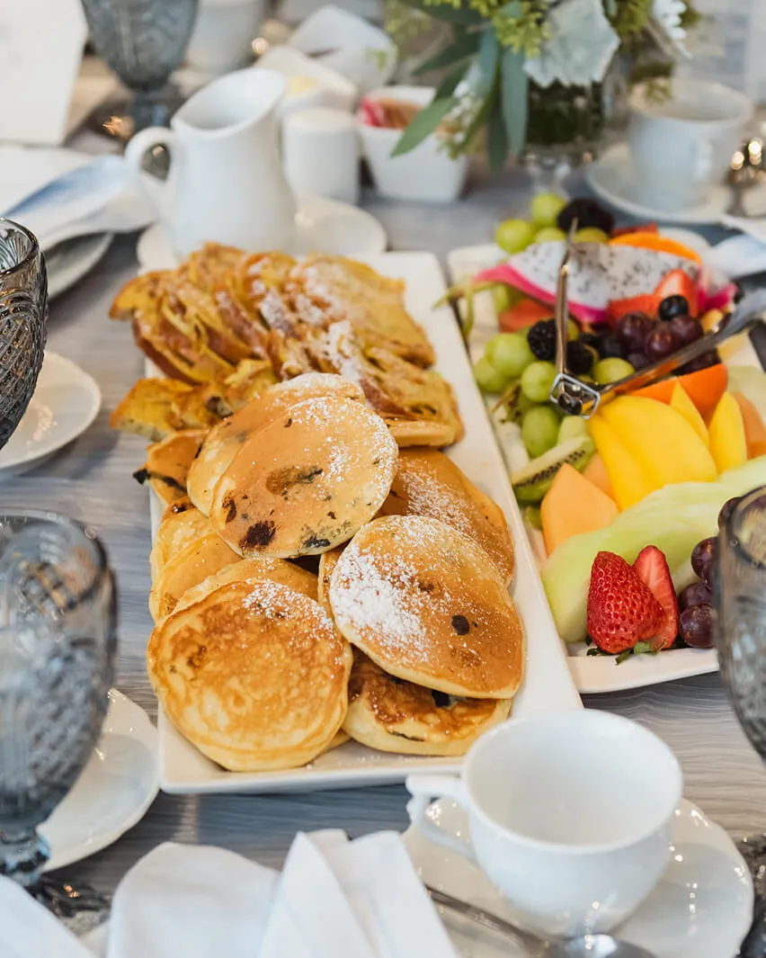Professionally set office catering for a team event