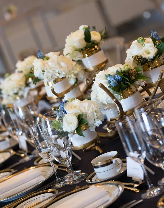 Grand wedding reception with food stations and cocktail hour